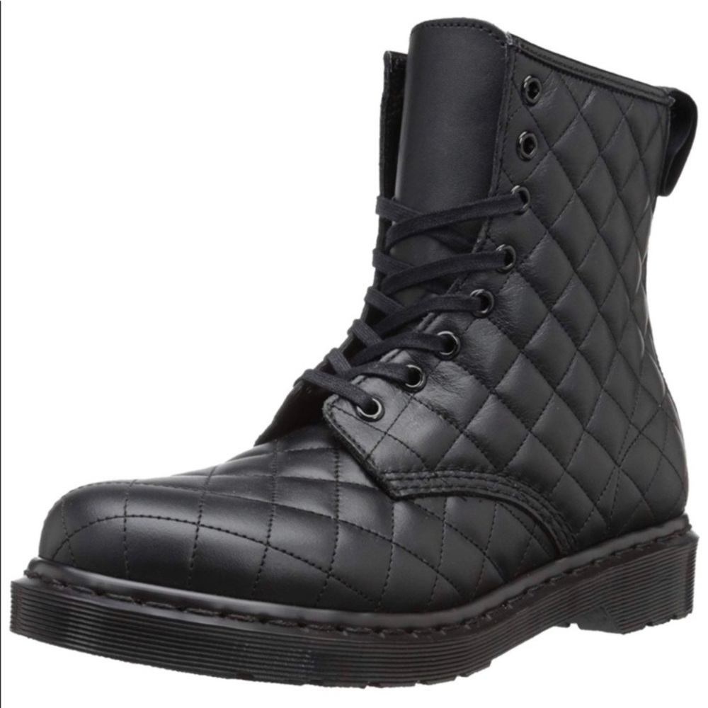 Doc Martens Rare Coralie Quilted Leather Combat Moto Boots Lace-Up EUC
